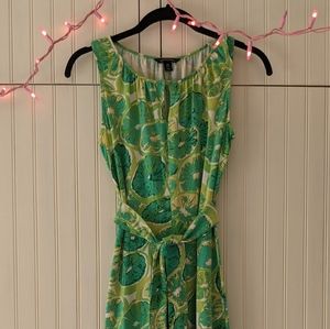 Lands End womens sleeveless dress lemon lime 2-4